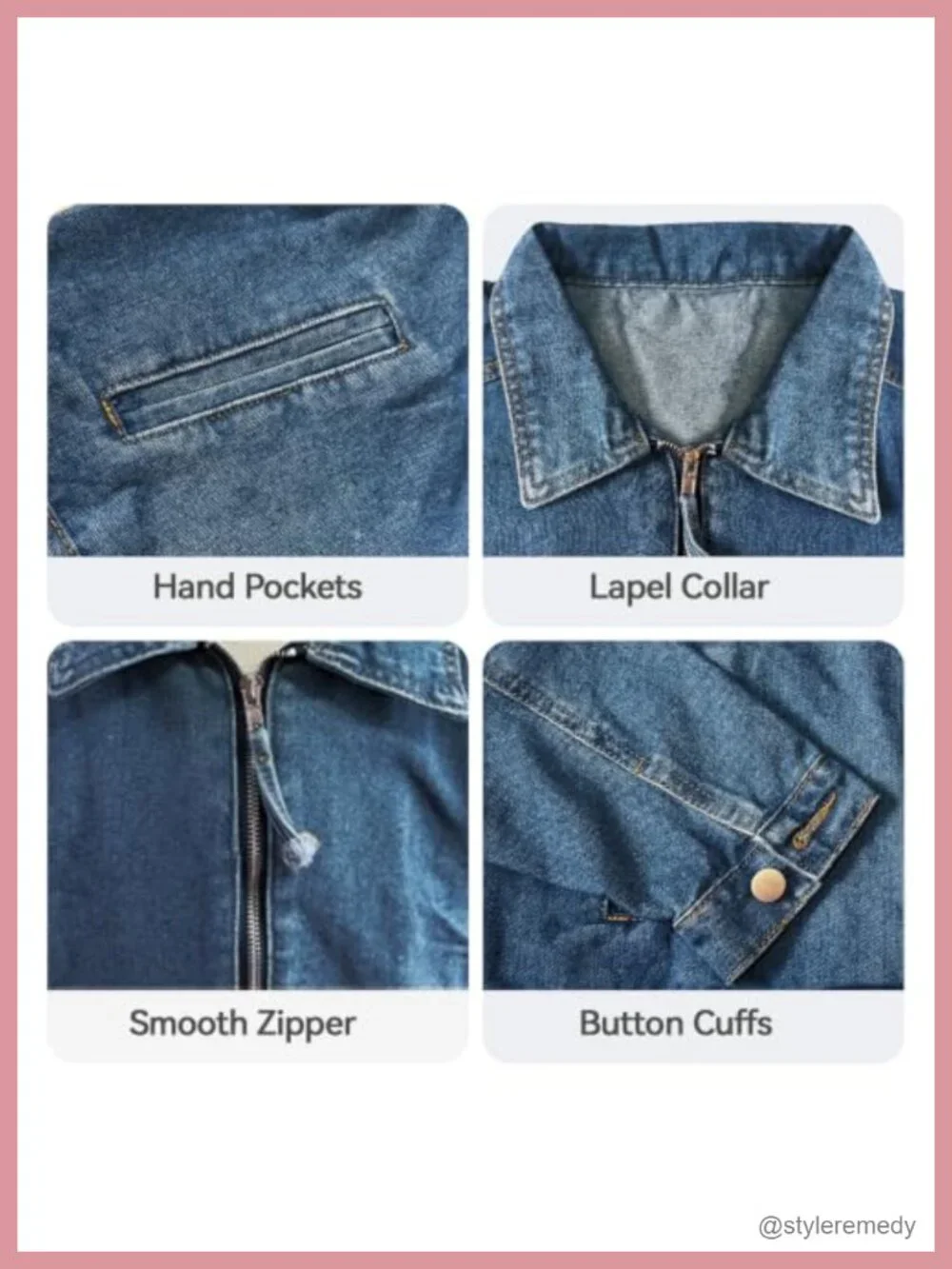 Women's Cropped Denim Bomber Jacket Loose Fit Zip Up Casual